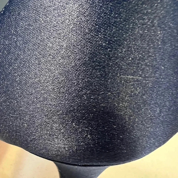 Worn Navy Satin Open Toe Heels Size 10 - Picture 8 of 16